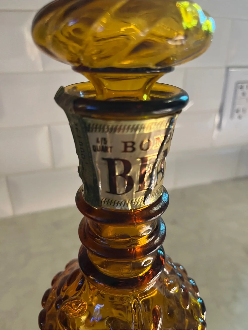 Vintage Amber Glass Jim Beam Decanter Bottle